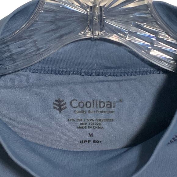 COOLIBAR Shirt Short Sleeve Men's M 50 SPF Blue Stretchy Sun Protection Beachy - Picture 2 of 6